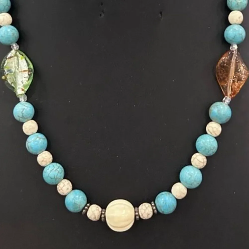 Vintage Beaded Statement Necklace Women's 22